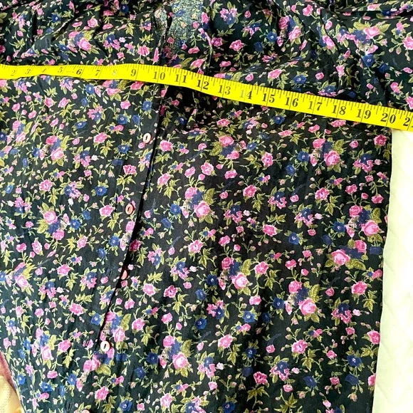 NWOT Free People Meant to Be Poets Sleeve Black Floral Cotton‎ Blouse Size Large - Picture 7 of 8